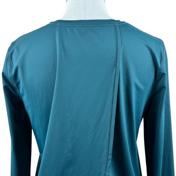 Women's Athleta Green Split Back Long Sleeve Activewear Nylon Blend Athleisure S - Picture 2 of 10